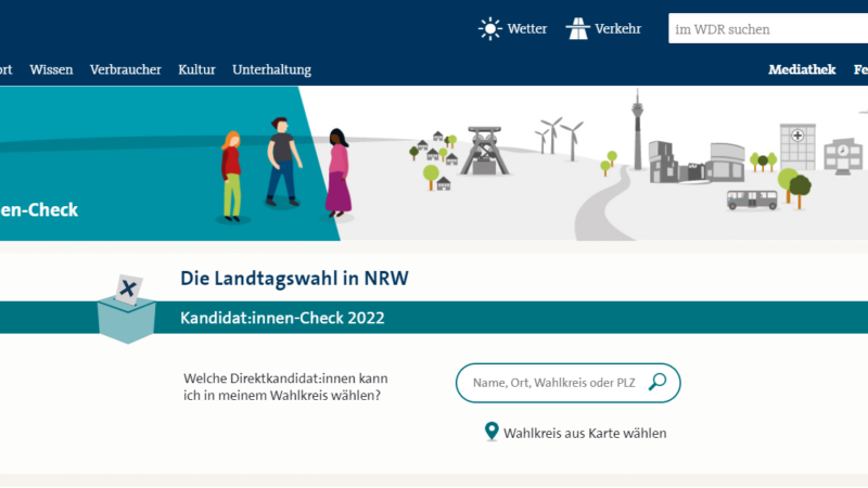 Screenshot der Website des WDR-Kandidat:innencheck